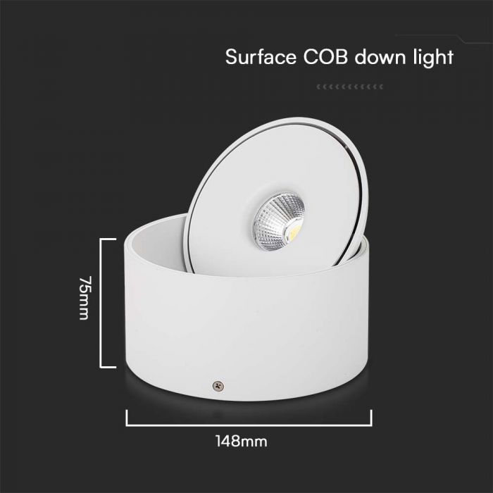 20W(1408Lm) COB LED laevalgusti, V-TAC, ümmargune, valge, 3IN1