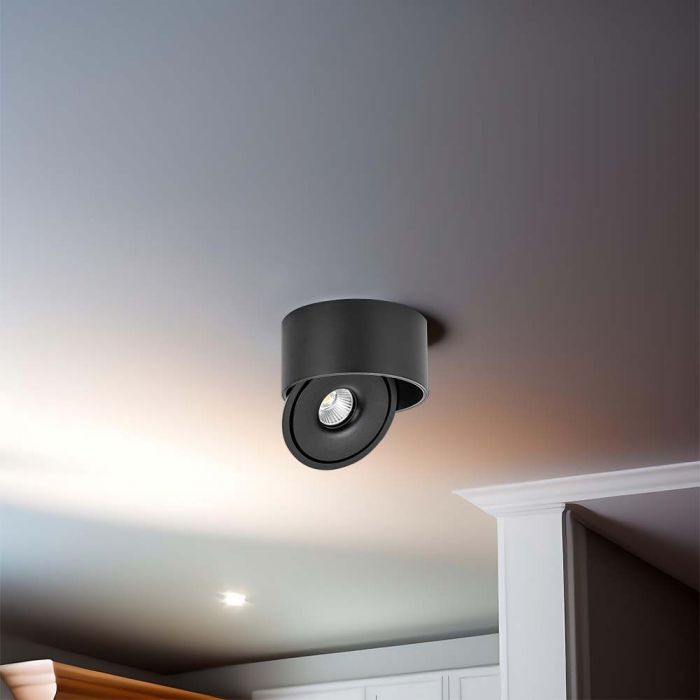 20W(1408Lm) COB LED ceiling luminaire, V-TAC, round, black, 3IN1