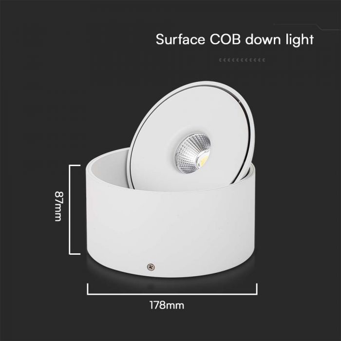 30W(2500Lm) COB LED ceiling luminaire, V-TAC, round, white, 3IN1