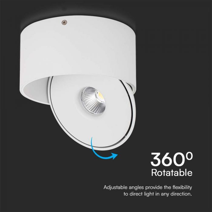 30W(2500Lm) COB LED virsapmetuma griestu gaismeklis, V-TAC, apaļš, balts, 3IN1