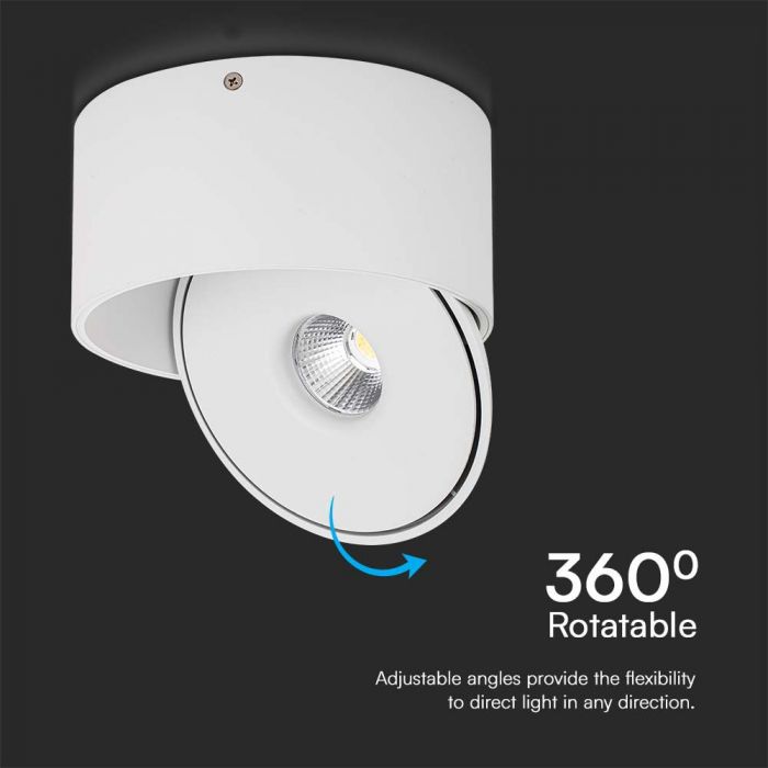 30W(2500Lm) COB LED ceiling luminaire, V-TAC, round, white, 3IN1