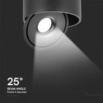 Потолочный светильник 30W(2500Lm) COB LED, V-TAC, круглый, черный, 3IN1