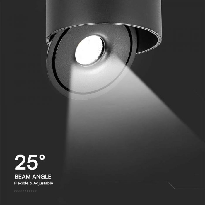 Потолочный светильник 30W(2500Lm) COB LED, V-TAC, круглый, черный, 3IN1