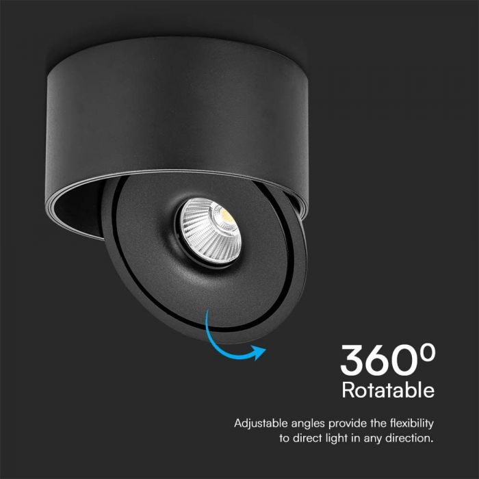 Потолочный светильник 30W(2500Lm) COB LED, V-TAC, круглый, черный, 3IN1