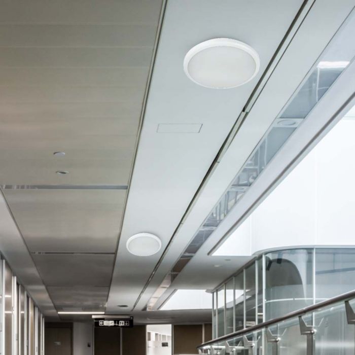 20W(1850Lm) kupolveida gaismeklis ar mikroviļņu sensoru,  5lux, 15lux, 50lux, 2000lux (optio), Wall 5-15m, Ceiling 2-8m,  10s/90s/3 min/10 min (optional),  0.6-1.5m/s, balts, IP66