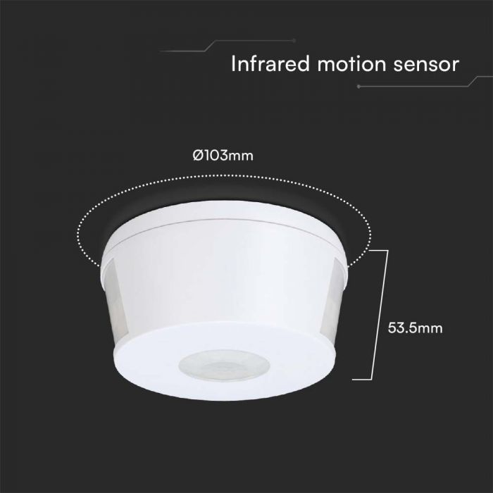 1000W infrared motion sensor, Max 2000W, 360°, white, IP20, white, V-TAC