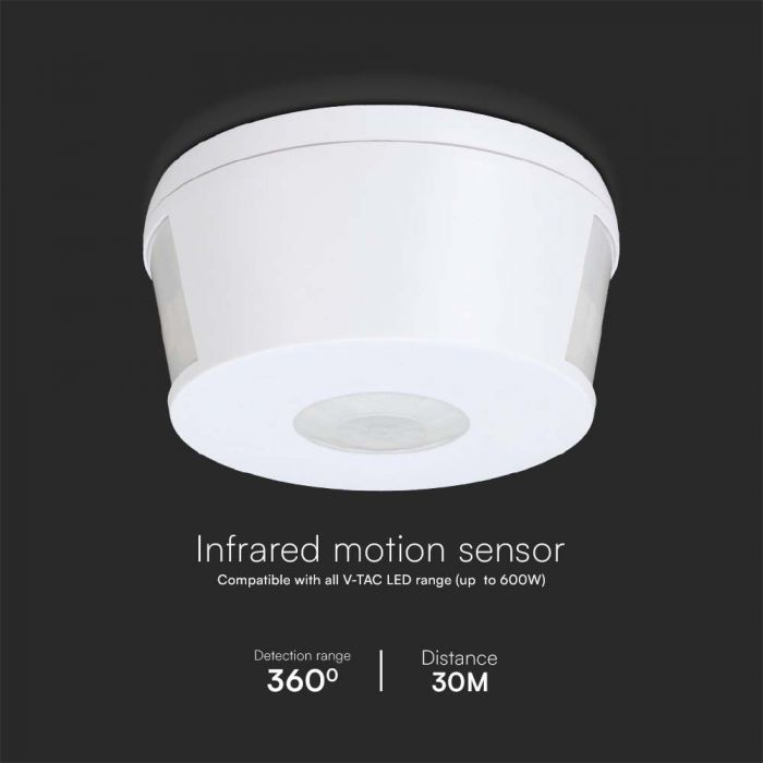 1000W infrared motion sensor, Max 2000W, 360°, white, IP20, white, V-TAC