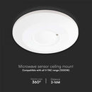 1000W microwave motion sensor, Max 2000W, 360°, white, IP20, V-TAC, white