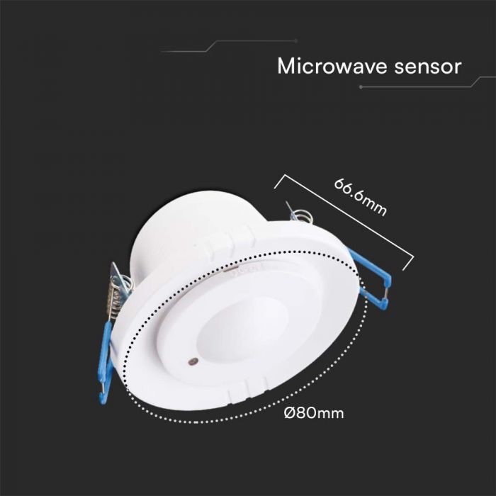 300W microwave motion sensor, Max 1200W, 360°, white, IP65, V-TAC