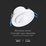 300W microwave motion sensor, Max 1200W, 360°, white, IP65, V-TAC