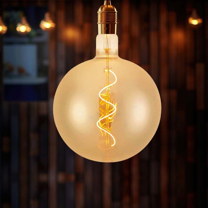 E27 4W(250Lm) LED-lampa med glödtråd, gul, G200, V-TAC, IP20, varmvit 2700K