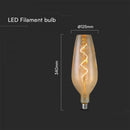 E27 4W(250Lm) LED Bulb Filament Amber, B125, V-TAC, IP20, Warm white light 2700K