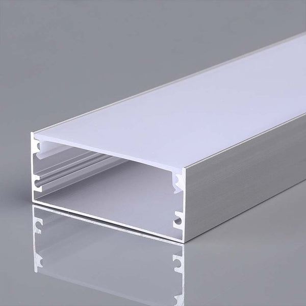 2m plastered aluminum profile with diffuser, 2000x50x10mm, IP20, silver color