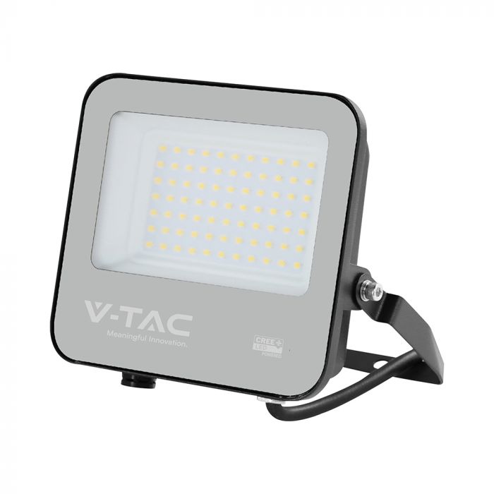 50W(6750Lm) 135LM/W LED CREE prožektors bez kustību sensora, V-TAC, IP65, garantija 6 gadi, melns korpuss ar pelēku stiklu, silti balta gaisma 3000K