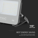 50W(6750Lm) 135LM/W LED CREE prožektors bez kustību sensora, V-TAC, IP65, garantija 6 gadi, melns korpuss ar pelēku stiklu, silti balta gaisma 3000K
