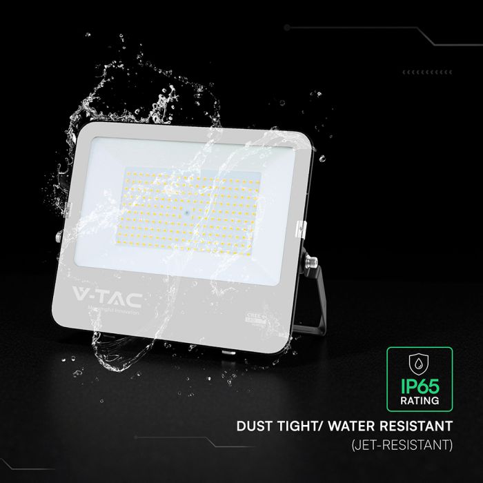 150W(20250Lm) LED SMD-CREE Chip prožektors, IP65, IK05, V-TAC, melns ar pelēku stiklu, neitrāli balta gaisma 4000K