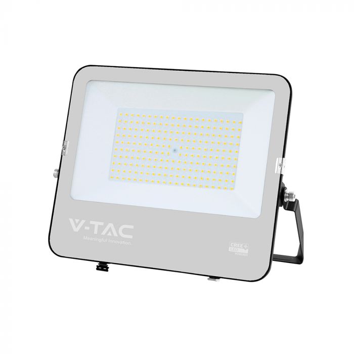 150W(20250Lm) LED prožektors, V-TAC VT-44153, CREE SMD, IP65, IK05, melns korpuss ar pelēku stiklu, 331x47x278mm, 220–240V, 115°, 135Lm/W, 1m kabelis, 6 gadu garantija, auksti balta gaisma 6500K