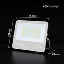 150W(20250Lm) LED prožektors, V-TAC VT-44153, CREE SMD, IP65, IK05, melns korpuss ar pelēku stiklu, 331x47x278mm, 220–240V, 115°, 135Lm/W, 1m kabelis, 6 gadu garantija, auksti balta gaisma 6500K