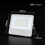 150W(20250Lm) LED prožektors, V-TAC VT-44153, CREE SMD, IP65, IK05, melns korpuss ar pelēku stiklu, 331x47x278mm, 220–240V, 115°, 135Lm/W, 1m kabelis, 6 gadu garantija, auksti balta gaisma 6500K