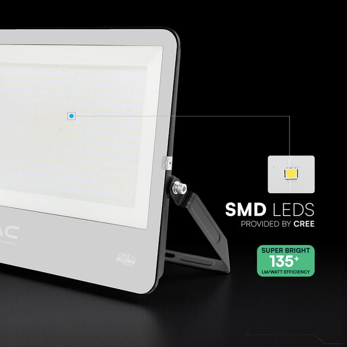 300W(40500Lm) LED CREE prožektors bez kustību sensora, V-TAC, IP65, IK05, auksti balta gaisma 6500K