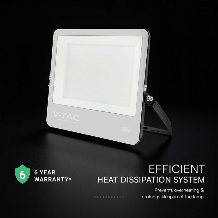 300W(40500Lm) LED CREE prožektors bez kustību sensora, V-TAC, IP65, IK05, auksti balta gaisma 6500K