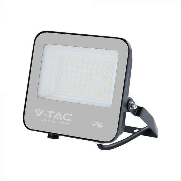 50W(6750Lm) 135LM/W LED CREE prožektors bez kustību sensora, V-TAC, IP65, garantija 6 gadi, melns korpuss ar pelēku stiklu, neitrāli balta gaisma 4000K
