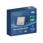 50W(6750Lm) 135LM/W LED CREE prožektors bez kustību sensora, V-TAC, IP65, garantija 6 gadi, melns korpuss ar pelēku stiklu, neitrāli balta gaisma 4000K