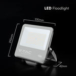 100W(13500Lm) 135LM/W LED CREE prožektors bez kustību sensora, V-TAC, IP65, garantija 6 gadi, melns korpuss, neitrāli balta gaisma 4000K