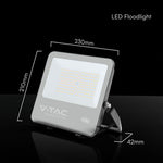100W(13500Lm) 135LM/W LED CREE prožektors bez kustību sensora, V-TAC, IP65, garantija 6 gadi, melns korpuss, auksti balta gaisma 6500K