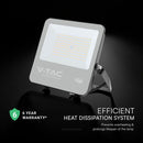 100W(1350Lm) LED prožektors, V-TAC, IP65, melns, auksti balta gaisma 6500K