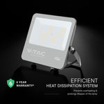 100W(13500Lm) 135LM/W LED CREE prožektors bez kustību sensora, V-TAC, IP65, garantija 6 gadi, melns korpuss, auksti balta gaisma 6500K