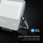 100W(13500Lm) 135LM/W LED CREE prožektors bez kustību sensora, V-TAC, IP65, garantija 6 gadi, melns korpuss, auksti balta gaisma 6500K