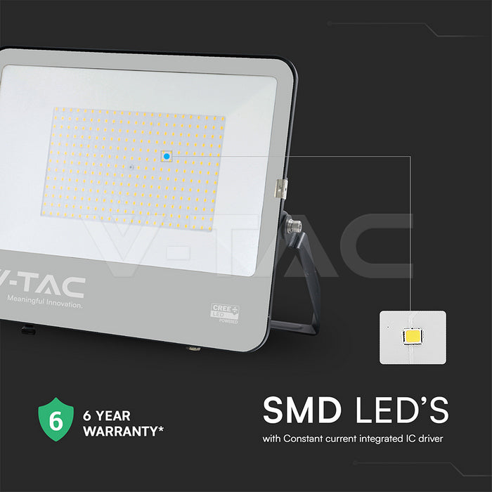 200W (27000Lm) LED-valgusti ilma liikumisandurita, V-TAC, IP65, must, jaheda valge 6500K