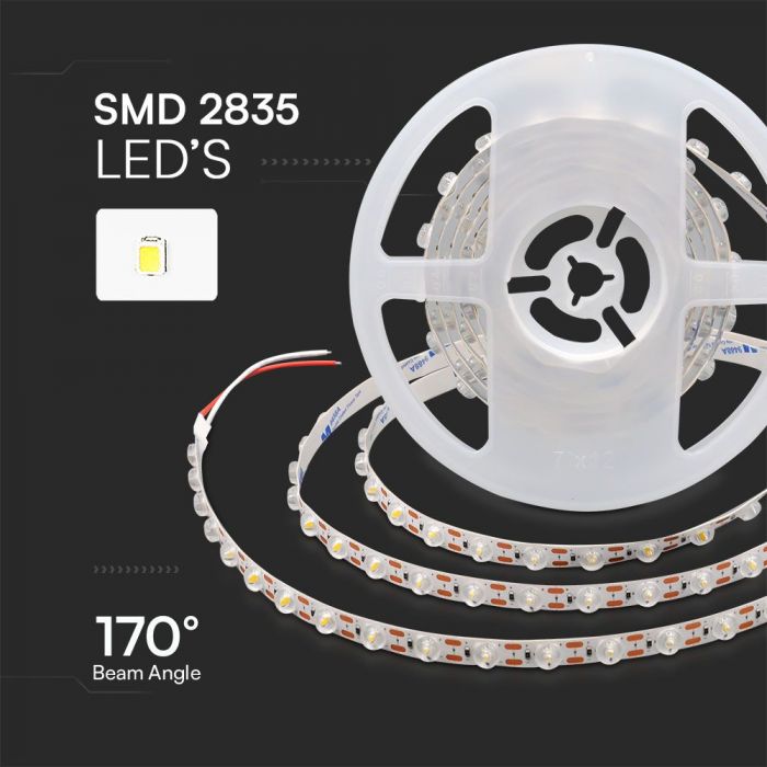 Cena par 1m_16.5W/m(1320Lm/m) 48 LED Lente, V-TAC, ūdensnedroša IP20, 24V, silti balta gaisma 3000K