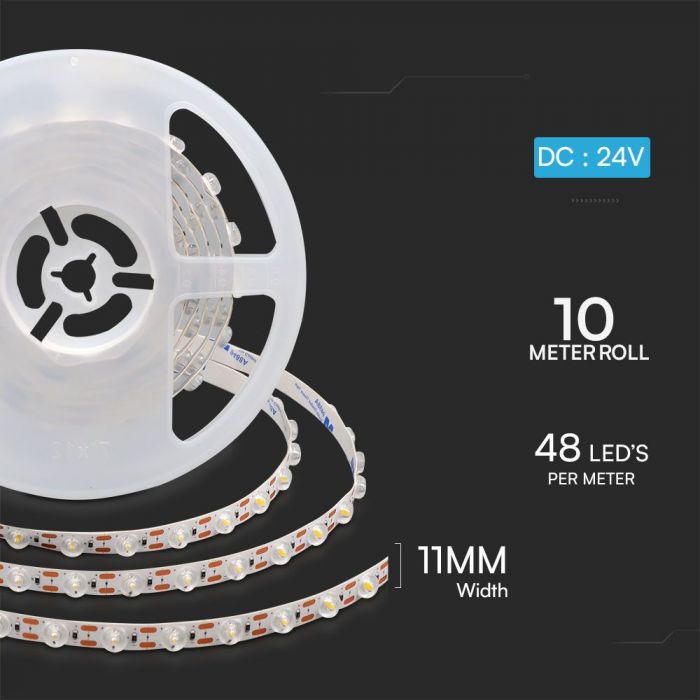 Cena par 1m_16.5W/m(1320Lm/m) 48 LED Lente, V-TAC, ūdensnedroša IP20, 24V, silti balta gaisma 3000K