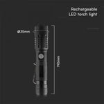 10W(1000Lm) LED lukturis ar C tipa lādētāju, V-TAC, IP54, melns,  35x175x195mm