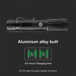 10W(1000Lm) LED lukturis ar C tipa lādētāju, V-TAC, IP54, melns,  35x175x195mm