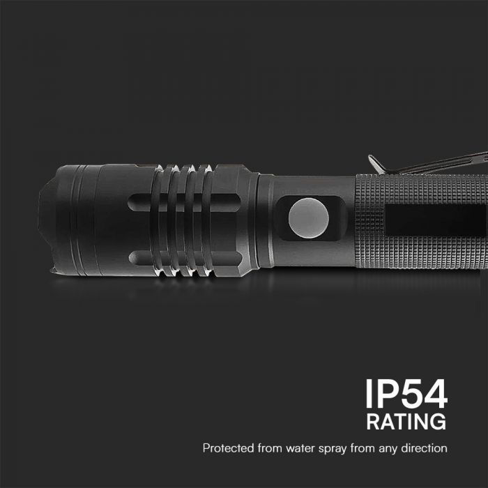 10W(1000Lm) LED lukturis ar C tipa lādētāju, V-TAC, IP54, melns,  35x175x195mm