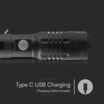 10W(1000Lm) LED lukturis ar C tipa lādētāju, V-TAC, IP54, melns,  35x175x195mm