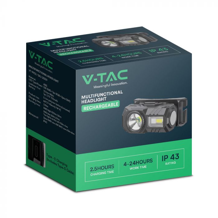 3W LED galvas lukturis, V-TAC, IP43,  68x31x45mm