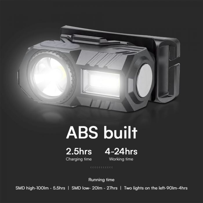 3W LED galvas lukturis, V-TAC, IP43,  68x31x45mm