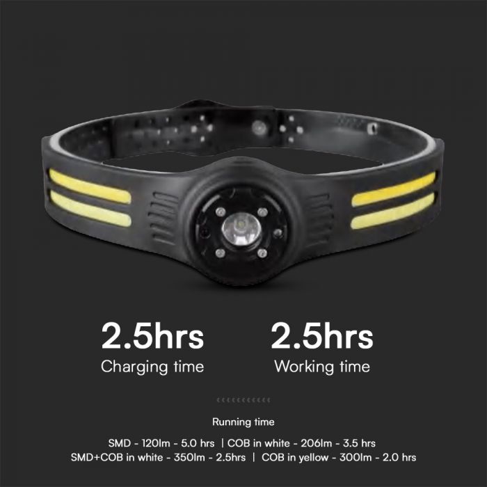 3W+5W COB silicone headlamp, V-TAC, IP43, 605x46x27mm