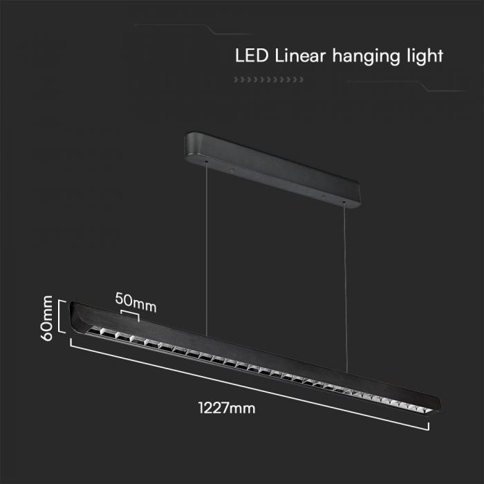 36W(2880Lm) LED lineaarne valgusti, V-TAC SAMSUNG, IP20, must, 3IN1, LIFUD toiteallikas