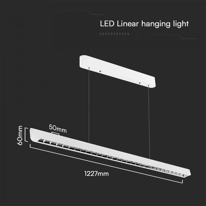 36W(2880Lm) LED iekarams lineārais gaismeklis, V-TAC SAMSUNG, IP20, balts, 3IN1,  LIFUD barošanas bloks