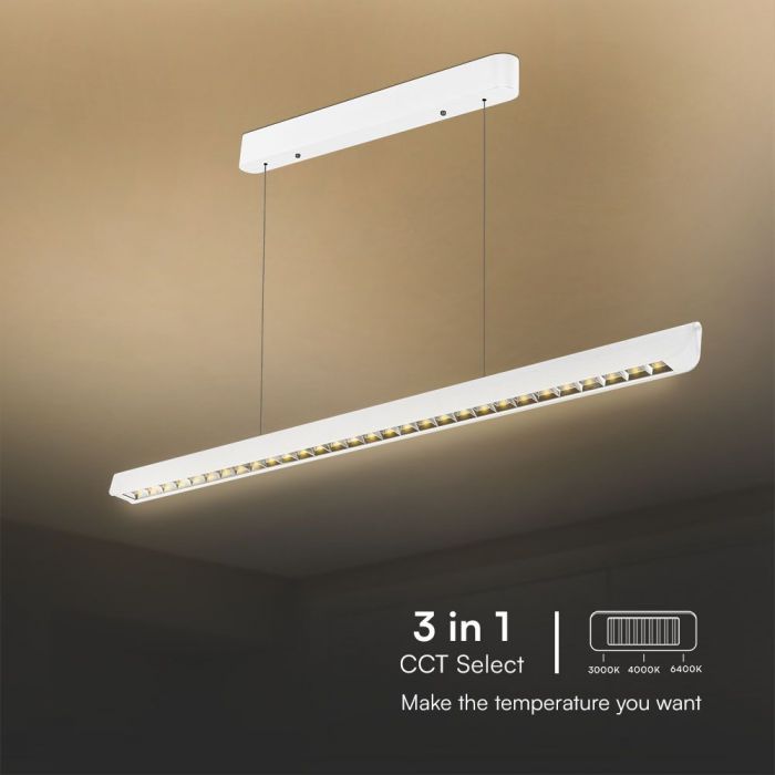 36W(2880Lm) LED linjär armatur, V-TAC SAMSUNG, IP20, vit, 3IN1, LIFUD strömförsörjning