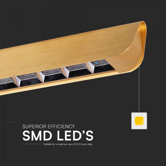 36W(2880Lm) LED lineaarne valgusti, V-TAC SAMSUNG, IP20, kuldne, 3IN1, LIFUD toiteallikas