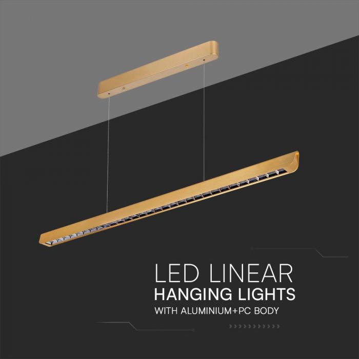 36W(2880Lm) LED lineaarne valgusti, V-TAC SAMSUNG, IP20, kuldne, 3IN1, LIFUD toiteallikas