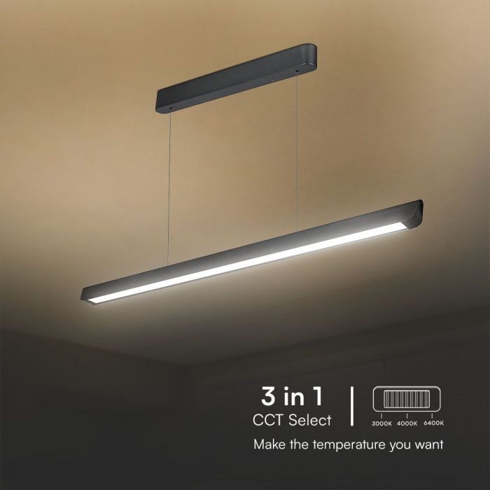 36W(2880Lm) LED lineaarne valgusti, V-TAC SAMSUNG, IP20, must, 3IN1, LIFUD toiteallikas