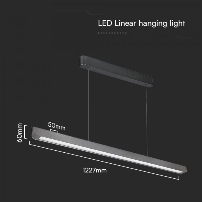 36W(2880Lm) LED iekarams lineārais gaismeklis, V-TAC SAMSUNG, IP20, pelēks, 3IN1,  LIFUD barošanas bloks