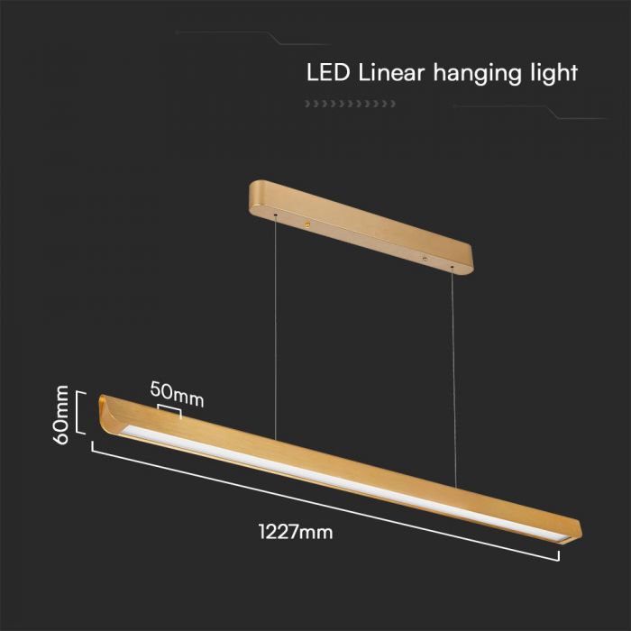 36W(2880Lm) LED linjär armatur, V-TAC SAMSUNG, IP20, guld, 3IN1, LIFUD strömförsörjning